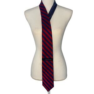 Tommy Hilfiger Blue Red Stripe 100% Silk Tie NWT Preppy Classic